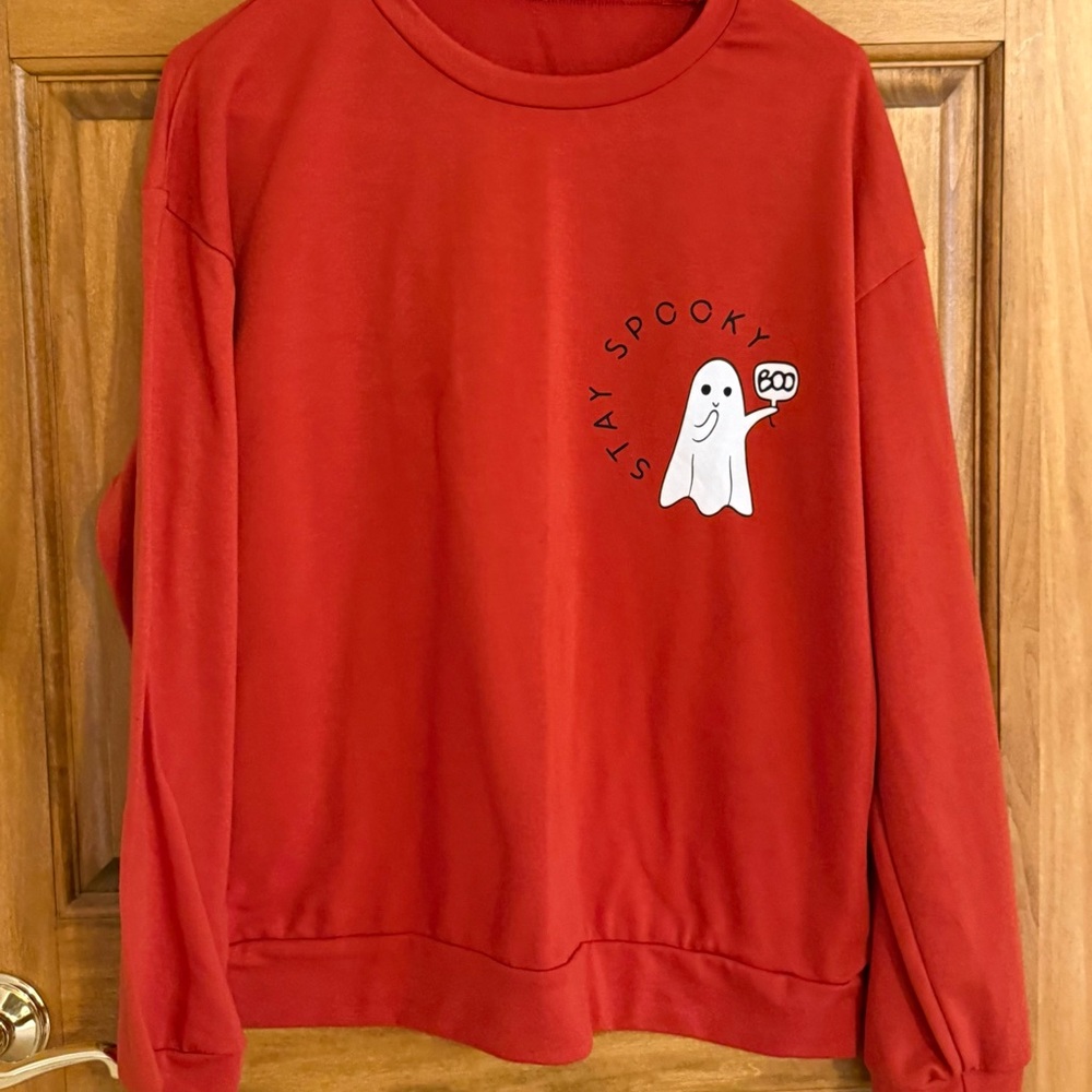 Red 'Stay Spooky' Ghost Sweatshirt